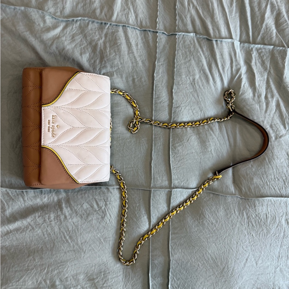 Kate Spade Brown and Cream Quilted Shoulder Bag